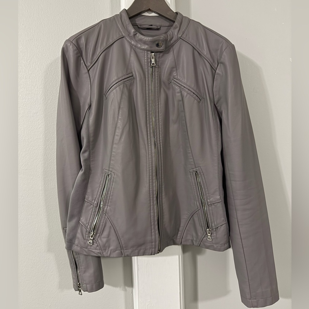Guess Scuba Gray Vegan Leather Jacket